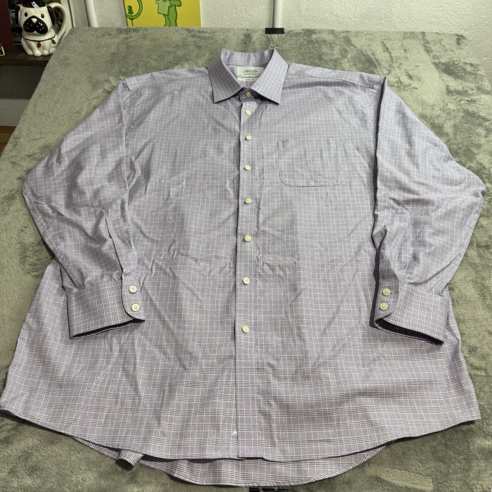 Charles Tyrwhitt Shirt Mens 3XL 19 37 Plaid Non Iron Oxford Dress Button Up Work